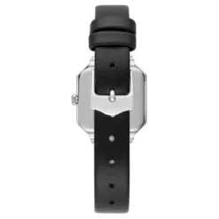 Reloj con movimiento suizo analógico de acero con 0,40 ct en diamantes y brazalete de piel negra Les Classiques