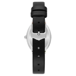 Reloj con movimiento suizo analógico de acero con 0,54 ct en diamantes y brazalete de piel negra Les Classiques