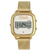 Reloj digital con brazalete de acero IPG dorado D-Logo New