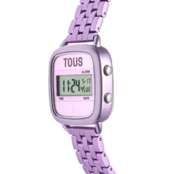 Reloj digital con brazalete de aluminio en color malva D-Logo