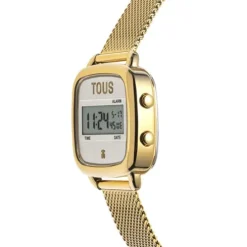 Reloj digital con brazalete de acero IPG dorado D-Logo New