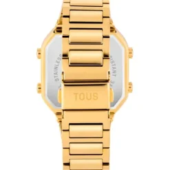 Reloj digital con brazalete de acero IPG dorado y zirconitas D-BEAR