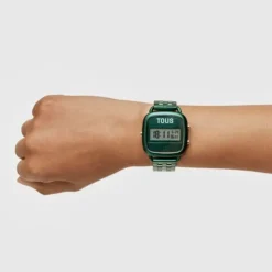Reloj digital con brazalete de aluminio en color verde D-Logo