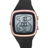 Reloj digital con correa de silicona en color negro y caja de acero IPRG rosado TOUS B-Time