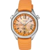 Reloj gmt automático con correa de silicona color salmón, caja de acero y esfera de nácar TOUS Now