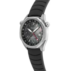 Reloj gmt automático con correa de silicona negra, caja de acero y esfera de nácar TOUS Now
