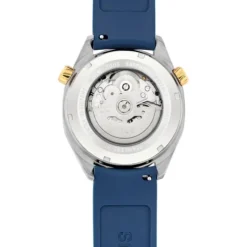 Reloj gmt automático con correa de silicona azul marino, caja de acero IPG dorado y esfera de nácar TOUS Now