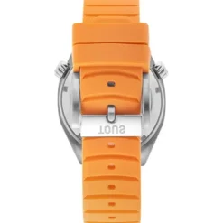 Reloj gmt automático con correa de silicona color salmón, caja de acero y esfera de nácar TOUS Now