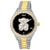 Reloj smartwatch con brazalete de acero, acero IP dorado y zirconias blancas T-Shine Connect