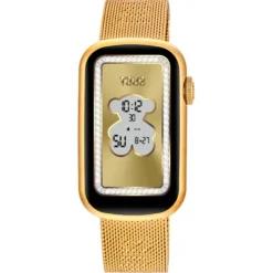 Reloj smartwatch con brazalete acero IPG dorado y caja de aluminio en color IPG dorado TOUS T-Band Mesh