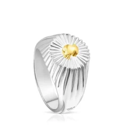 Sello de plata con oso con baño de oro 18 kt sobre plata Virtual Garden