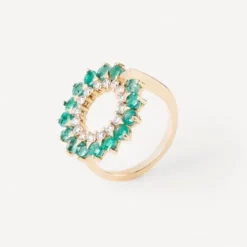 Sortija de oro con diamantes y esmeraldas TOUS ATELIER UNIQUE PIECES