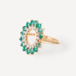 Sortija de oro con diamantes y esmeraldas TOUS ATELIER UNIQUE PIECES