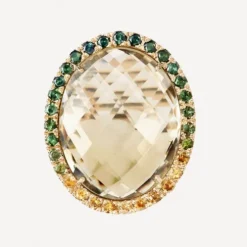 Sortija de oro con turmalina y cuarzo TOUS ATELIER